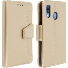 Avizar Wallet Folio Case with Stand for Samsung Galaxy A40 Gold