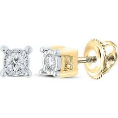 Gold - Men Earrings Jewelry Outlet 10kt Yellow Gold Mens Round Diamond Stud Earrings 1/10 Cttw