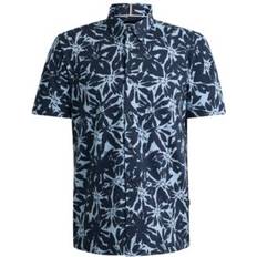 Shirts BOSS Slim-fit shirt in printed cotton jersey- Dark Blue Men's Casual Shirts