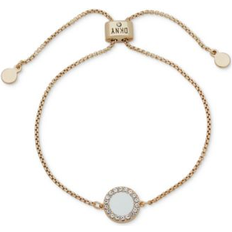 DKNY Armband DKNY Gold-Tone Pave & Color Inlay Slider Bracelet White