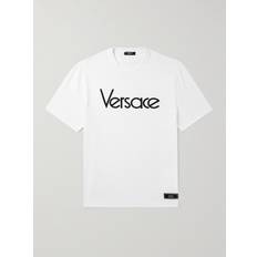 T-skjorter Versace Logo-Embroidered Cotton-Jersey T-Shirt Men White