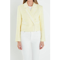 Women - Yellow Blazers English Factory Women's Textured Double Breasted Blazer Yellow