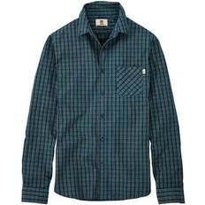 Timberland Shirts Timberland Poplin Long Sleeve Button Up Green Plaid Mens Shirt A1AZF C14 Textile