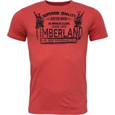 Tops Timberland Vintage New Hampshire Red Sleeve Slim Fit Mens T-Shirt Top A1HVK E66 Cotton