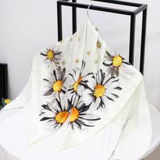 Grandado Kvinner hår skjerf små sjal wraps blomstertrykk tørkle silke sateng veske skjerf kvinne 70cm*70cm firkantet pannebånd skjerf