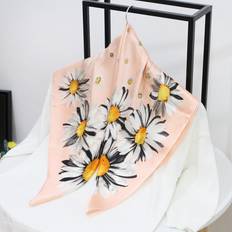 Grandado Kvinner hår skjerf små sjal wraps blomstertrykk tørkle silke sateng veske skjerf kvinne 70cm*70cm firkantet pannebånd skjerf
