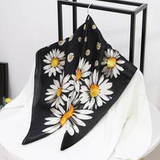 Grandado Kvinner hår skjerf små sjal wraps blomstertrykk tørkle silke sateng veske skjerf kvinne 70cm*70cm firkantet pannebånd skjerf