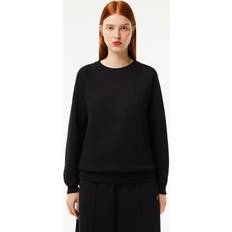 Lacoste Women Sweaters Lacoste Women's Relaxed Fit Embroidered Signature Sweatshirt Black