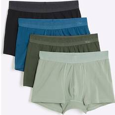 4 pcs Men's Underwear River Island Mens 4Pk Green Cotton Stretch Ri Trunks