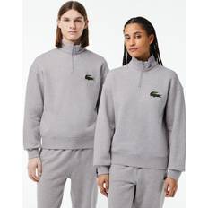 Lacoste Unisex Sweaters Lacoste Unisex High-Neck Organic Cotton Quarter-Zip Sweatshirt Grey