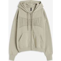 H&M Outerwear H&M & Oversized Printed Hooded Jacket Green