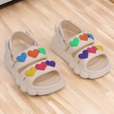 Beige Sandals Shein Girls' Sandals, Anti-Slip Outdoor Slippers For Kids, Breathable Beach Shoes For Toddler Girls In Summer