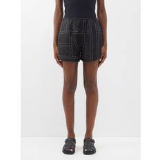 Toteme Shorts Toteme Logo-stitched Silk-twill Shorts Womens Black Multi GER