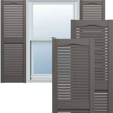 Windows Ekena Millwork Lifetime Vinyl Custom Cathedral Top Center Open Louvered Pair Tuxedo Timber Window Shutter