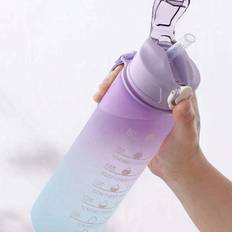 Shein 1pc 750ml Large Capacity Purple Gradient PC Water Bottle, With Sticker Sports And Fitness Portable Straw Cup, For Home And Travel Outdoor Use