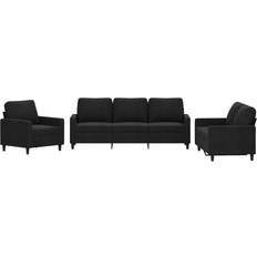 vidaXL 3201481 Black Sofa 198cm 3pcs 3 Seater