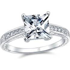 Bling Jewelry 3CT Princess Cut Solitaire AAA CZ Engagement .925 Silver