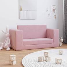 Bäddsoffor Barnrum på rea vidaXL Bäddsoffa För Barn 2-Sits Rosa Mjuk Plysch