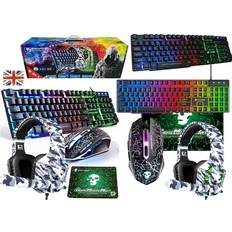 Keyboards LexonElec Layout 4-in-1 Mouse Rainbow Backlit Usb + 2400DPI 6 Buttons