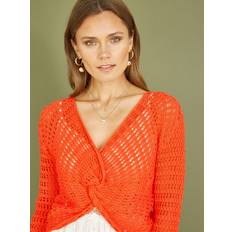 Orange - Women Blouses Yumi Crochet Twist Bolero Top