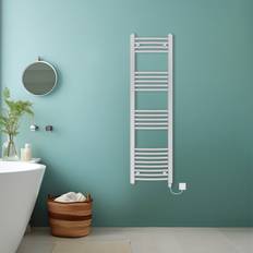 Heated Towel Rails NRG Chrome, 1400x400mm Bathroom Curved Prefilled Heated