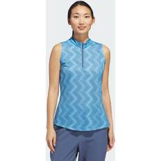 Adidas Women Polo Shirts Adidas Ultimate365 Ottoman Printed Sleeveless Polo Shirt Semi Blue Burst Womens