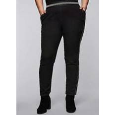 Sheego Faux Leather Panel Trousers Black