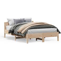 160cm - Single Beds Bed Frames Homie Bed Frame with Headboard 160x200 cm Solid Wood Pine