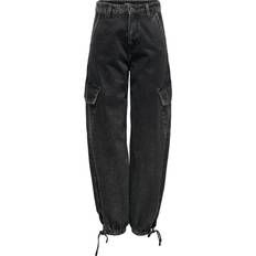 Only Pernille Cargo Cropped Jogger Jeans - Black Denim