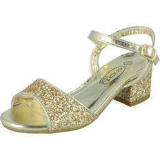 Synthetic Sandals Spot On Gold, Child Girls Mid Block Heel Sandals H1114