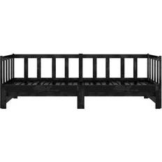 vidaXL Pull Out Black Soffa 203.5cm 3-sits