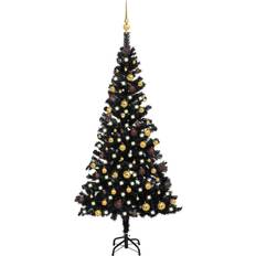 vidaXL Artificial With Lights And Ball Set Black Christmas Tree 180cm