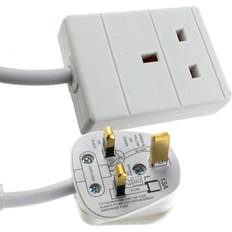 Kenable 1 Gang Single Way UK 13A Mains Power Socket Extension Lead White 0.5m