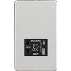 Knightsbridge Shaver Socket Dual USB A+C Brushed Chrome