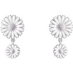 Enamel Earrings Georg Jensen Daisy Sterling Silver White Enamel Double Earrings