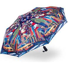 StormKing Auto Open & Close Folding Umbrella Colourful New York Multicoloured
