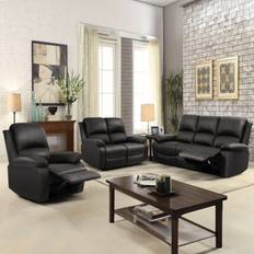 Recliner - Sofa Set Sofas Brooklyn Brooklyn 3+2+1 Seater Black Sofa