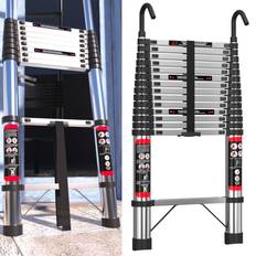 YouseaHome 5M Telescopic Ladder with Hook Stainless Steel Heavy Duty Extendable Foldable Multi Purpose Ladder EN131 Safety Approved