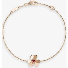 Van Cleef & Arpels Womens Rose Gold Frivole Mini 18ct Rose-gold and 0.07ct Round-cut Ruby Bracelet