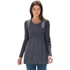 Jessica London Sweaters Jessica London Plus Women's Ribbed Baby Doll Tunic Sweater in Heather Charcoal Size 4X