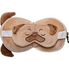 Relaxeazzz Mopps Pug Round Plush Travel Pillow & Eye Mask
