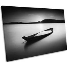 CanvasGeeks Zuratkul-Zen Lake Boat Sunset Black Framed Art