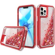 HD Accessory Atomic Quicksand Glitter Waterfall Hybrid Case for iPhone 12 iPhone 12 Pro Red