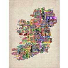 Trademark Fine Art Ireland City Text Map II Tompsett, 24x32-Inch Framed Art