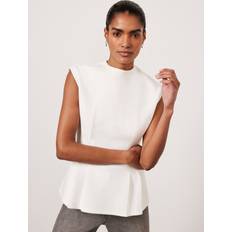 Tank Tops Mint Velvet Blend Seam Sleeveless T-Shirt, White Ivory