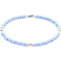 Evelyn Silver and Glass SKINNY Bracelet Blue 21cm