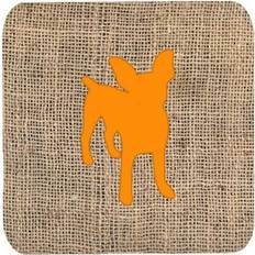 Orange Coasters CoolCookware Chihuahua Burlap Foam Coaster