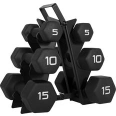 Weights Cap Barbell 32-Pound Neoprene Set with Rack