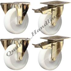 DIY Accessories Parnells 80mm stainless steel nylon fixed & braked castors, 150kg set of 4