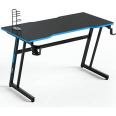 Costway 120cm Z-Ergonomic Gaming Computer Desk with Carbon Fiber Desktop - Blue/Black